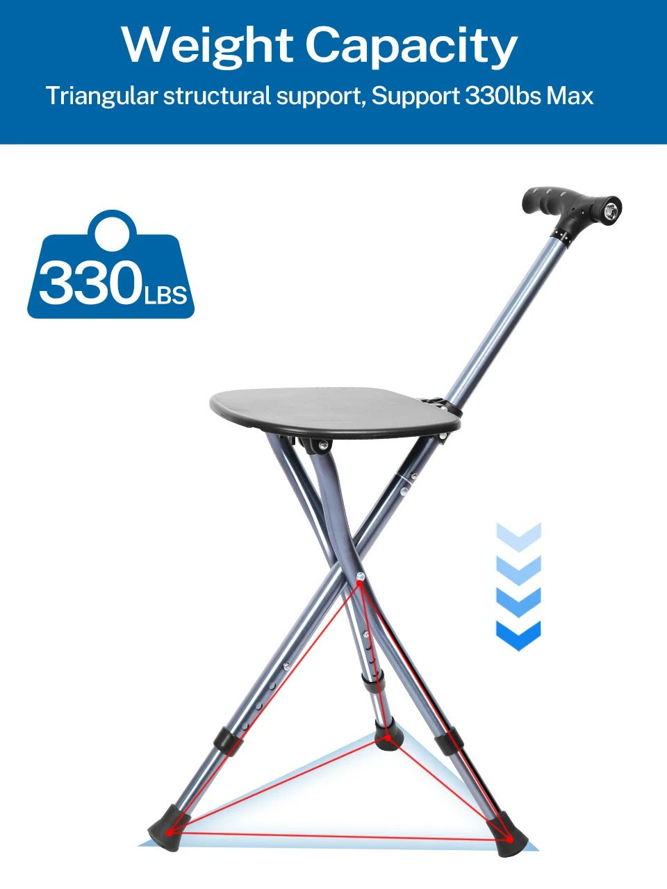 Bastón con Asiento Plegable